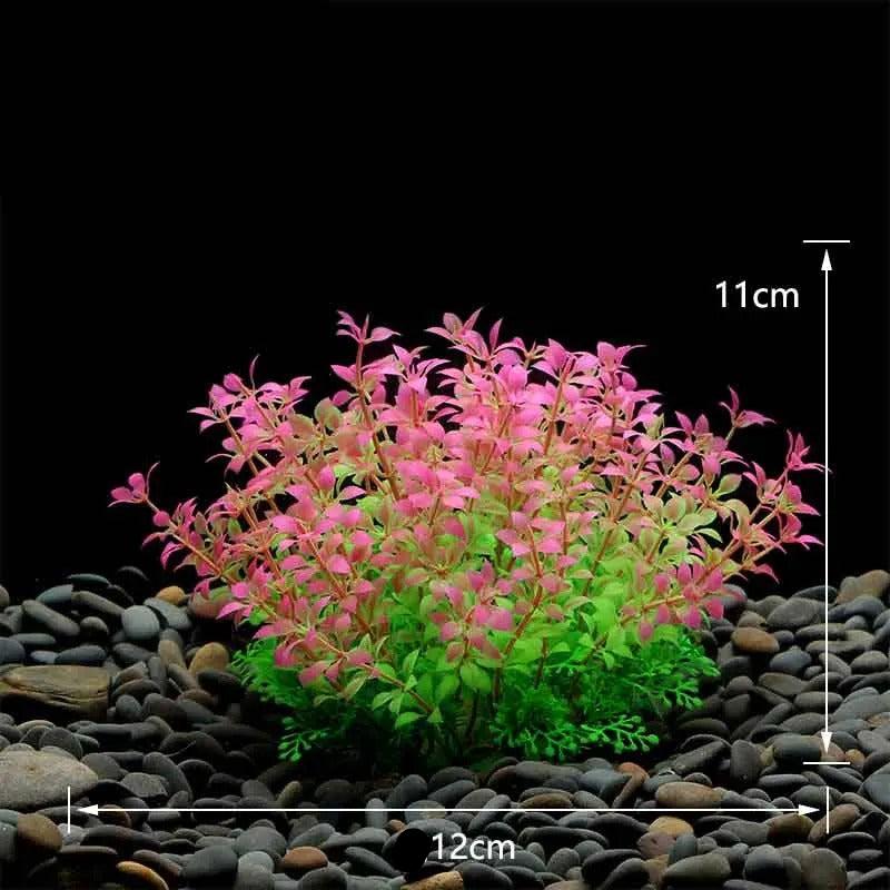 Plante Artificielle Rose et Verte pour Aquarium - 11cm