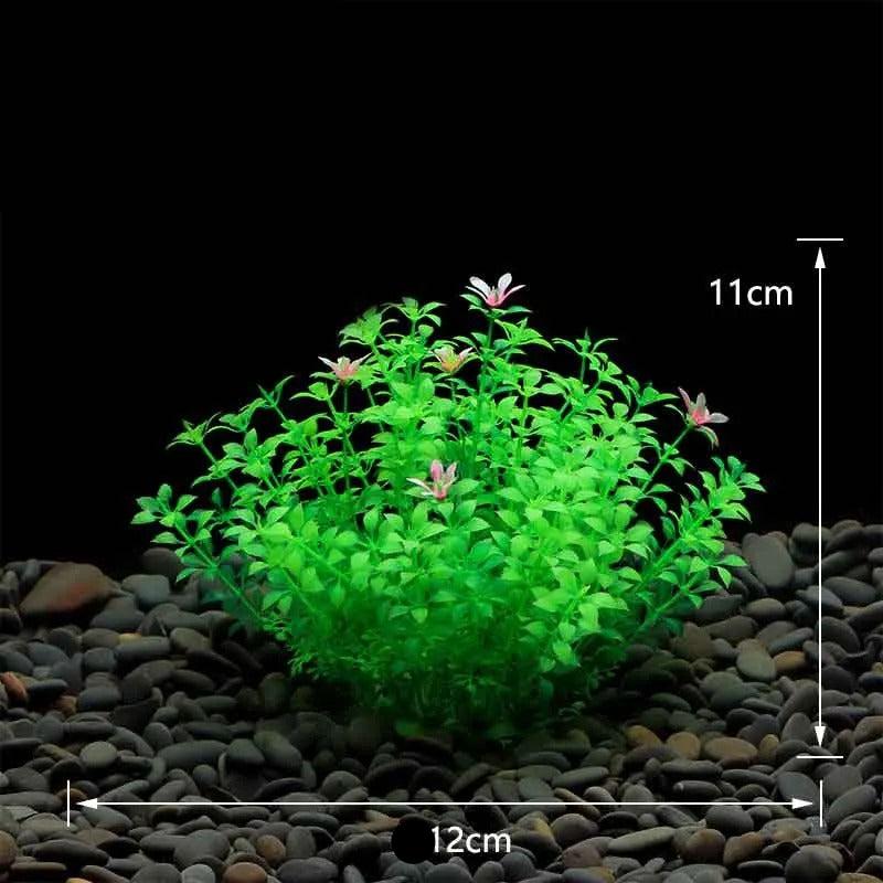 Plante Artificielle pour Aquarium avec Fleurs Roses - 11cm