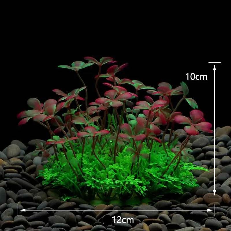 Plante Artificielle Rouge et Verte pour Aquarium - 10cm