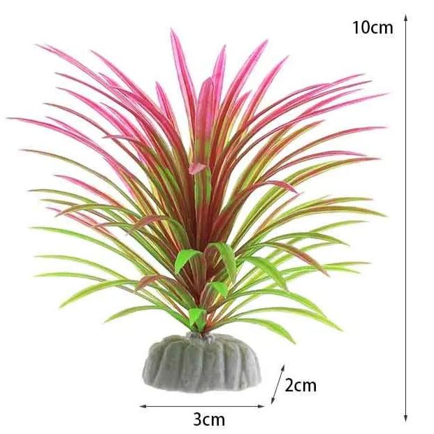 Plante artificielle aquarium compacte, rose et verte, 10 cm. Sans entretien, matériaux non toxiques. Idéale pour tout type d’aquarium, facile à installer.

