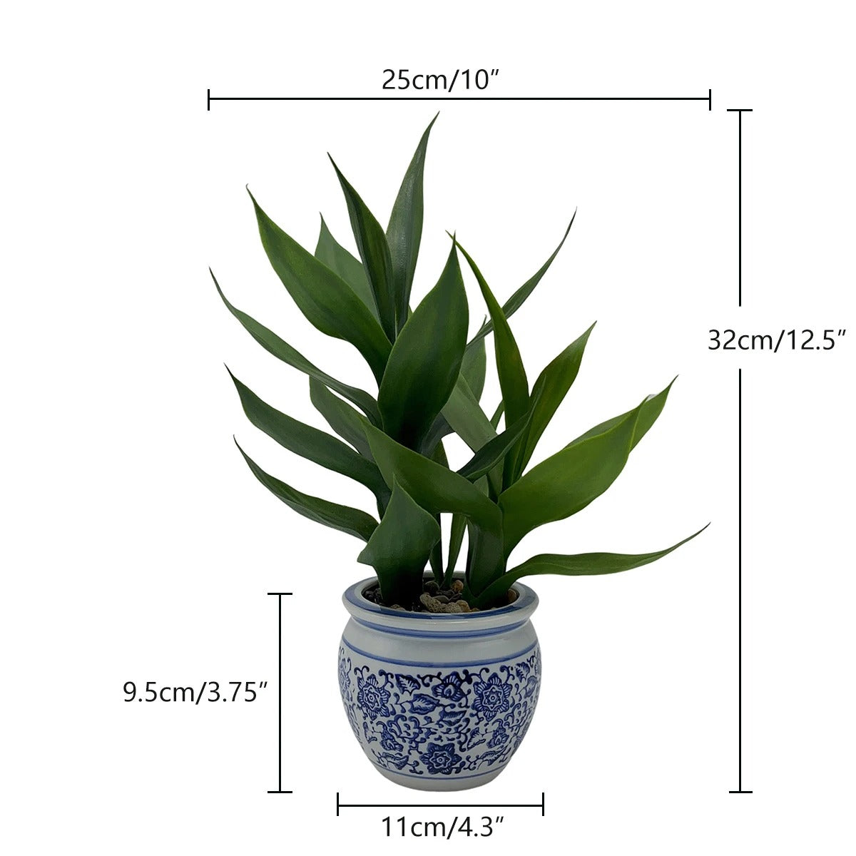 Plante artificielle en pot avec pot chinois – 32 cm