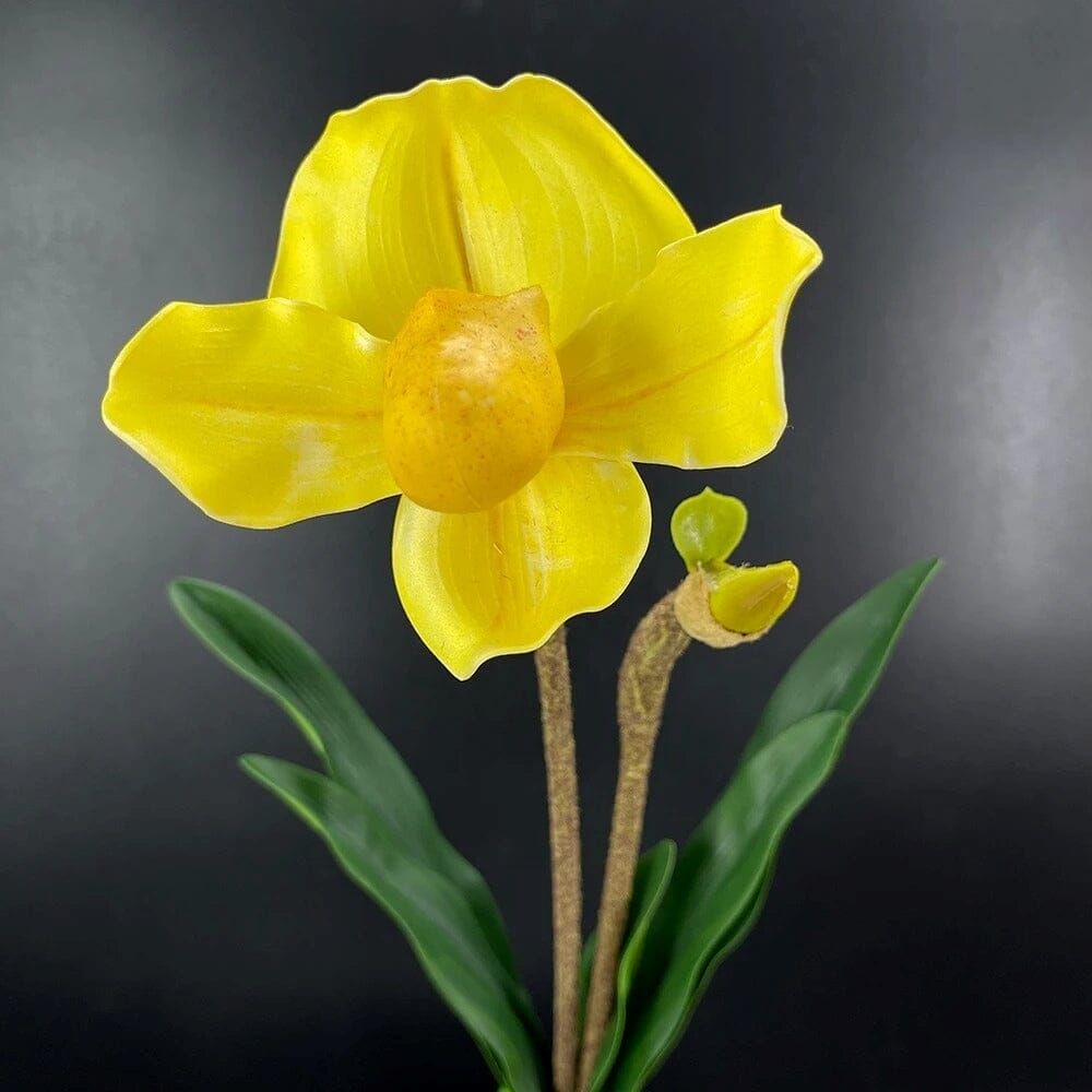 Orchidée Artificielle Paphiopedilum 48 cm, Jaune