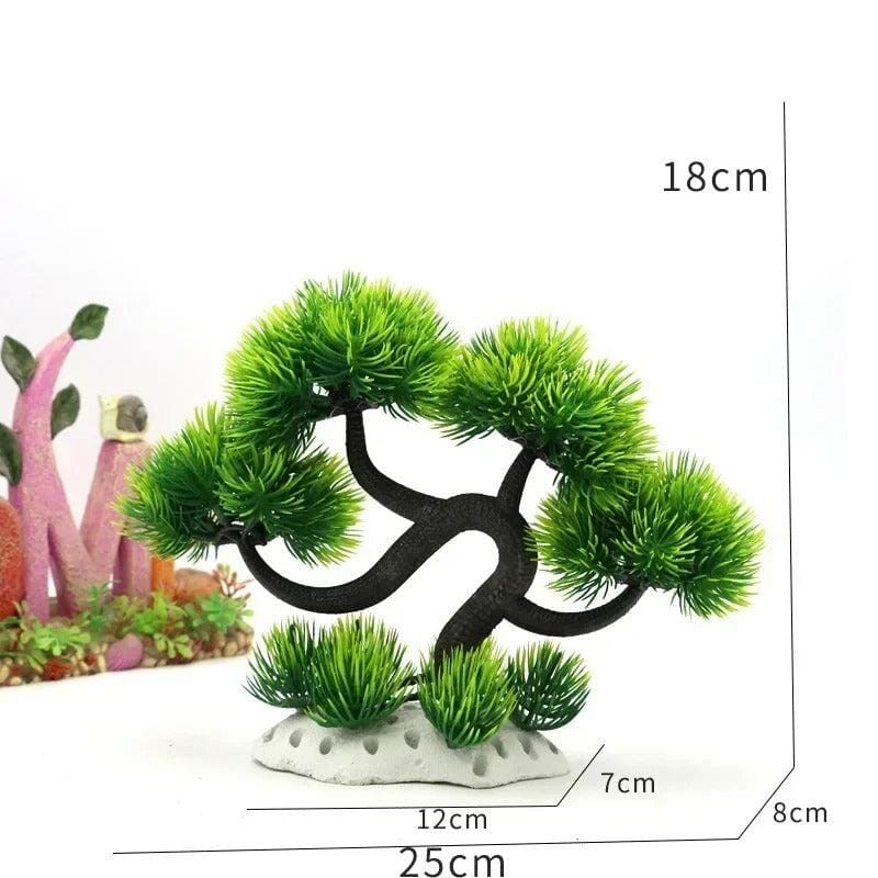 Petit Arbre Artificiel Vert pour Aquarium - 25 cm