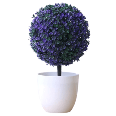 Petit arbuste artificiel boule violette en pot