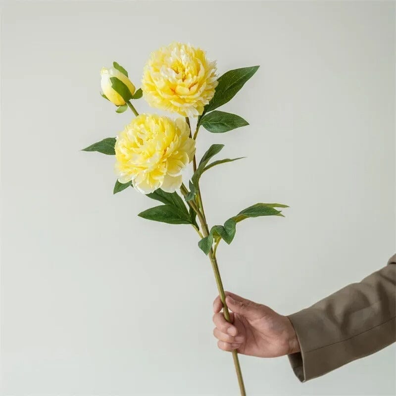 Pivoine Artificielle Jaune - 75 cm