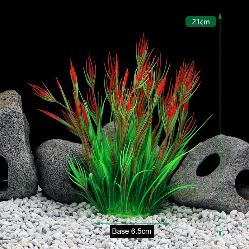 Plante aquatique artificielle verte et rouge – 21 cm