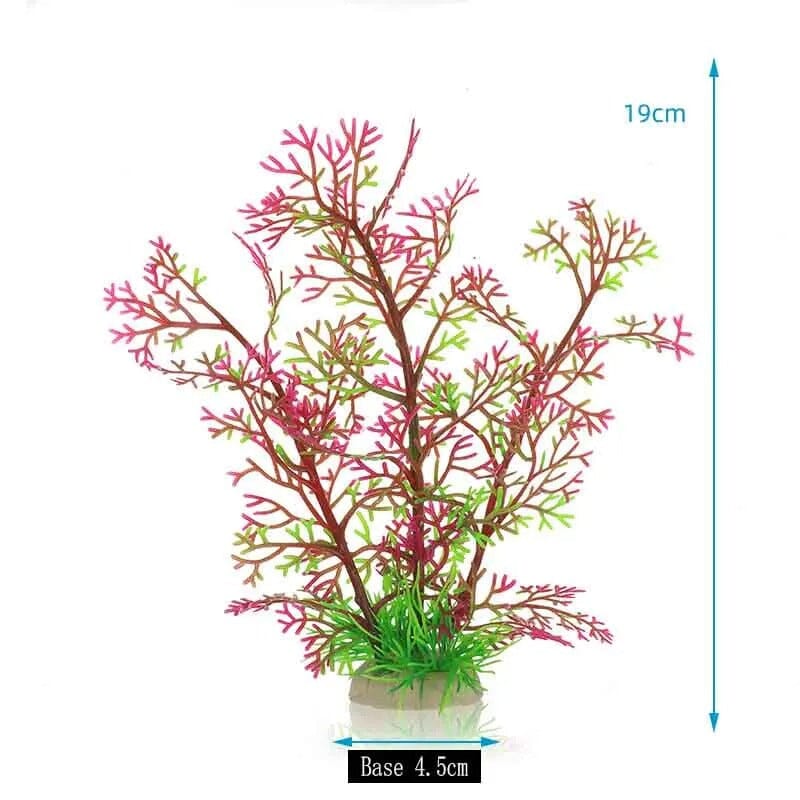 Plante Artificielle Aquarium Rose et Verte - 19cm