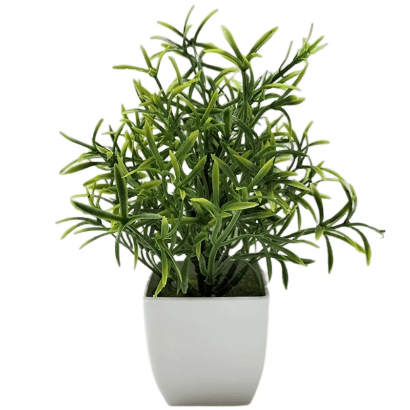 Plante artificielle en pot - Feuillage effilé vert vif - 20 cm