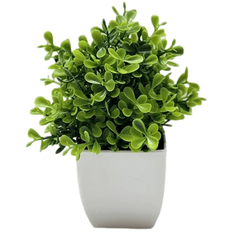 Plante artificielle en pot - Feuillage rond vert - 16 cm