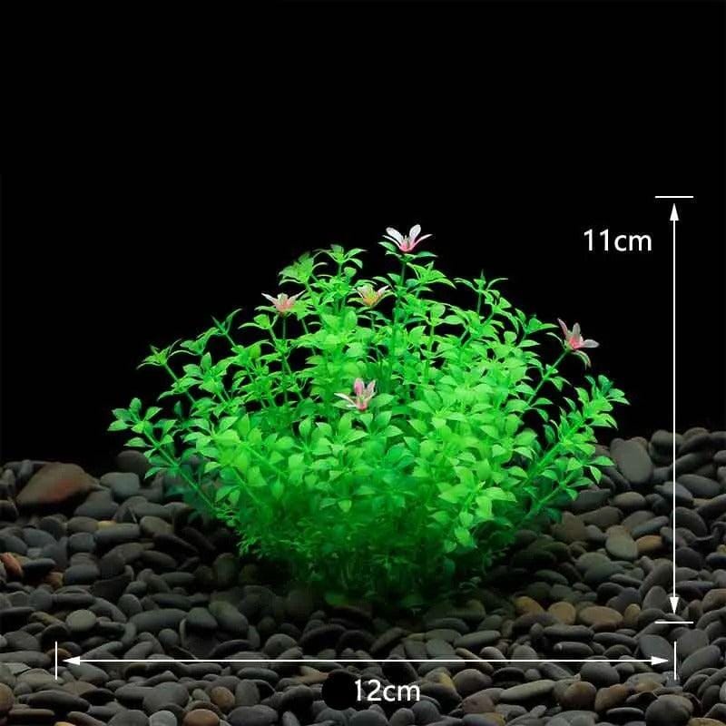 Plante Artificielle pour Aquarium avec Fleurs Roses - 11cm