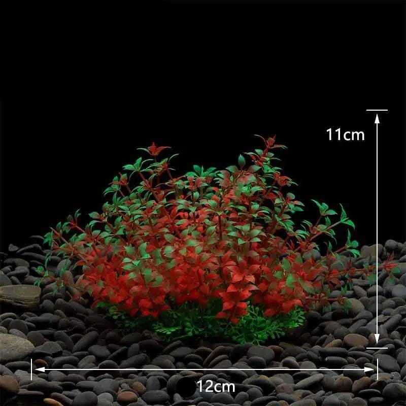 Plante Artificielle Rouge et Verte pour Aquarium - 11 cm