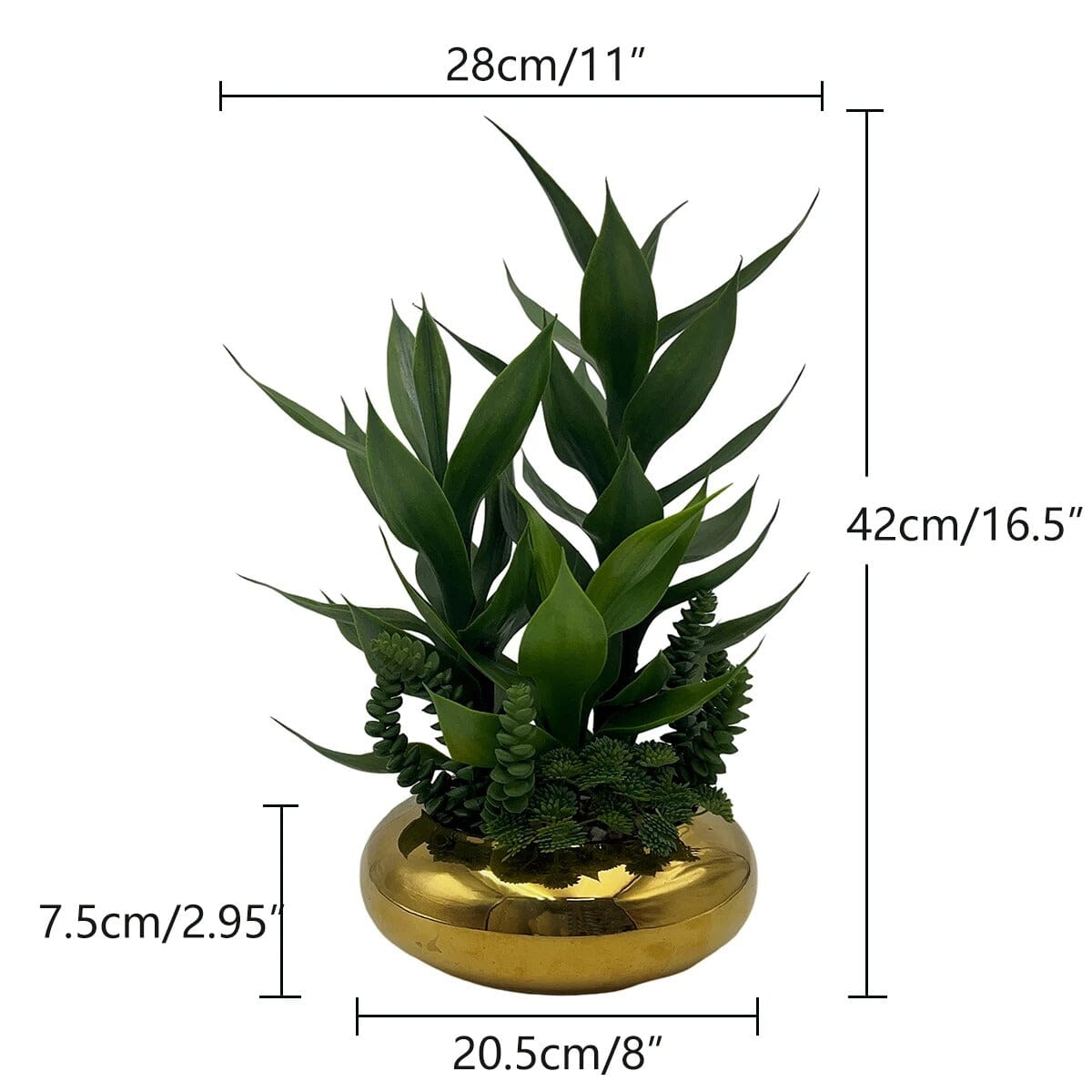 Plante Succulente Artificielle avec Pot Doré – 42cm