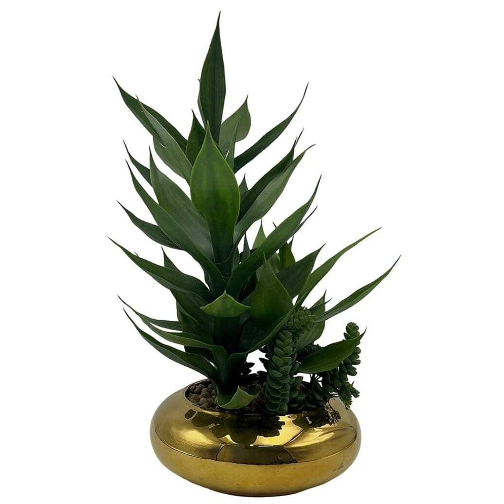 Plante Succulente Artificielle avec Pot Doré – 42cm