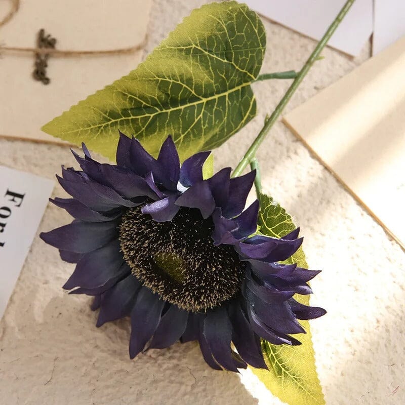 Tournesol Artificiel Violet en Soie – 48 cm