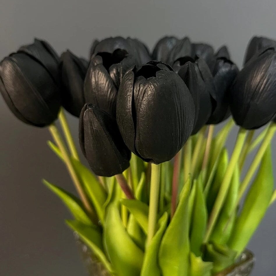 Tulipes Artificielles Luxe - Bouquet 5 Fleurs - Noir