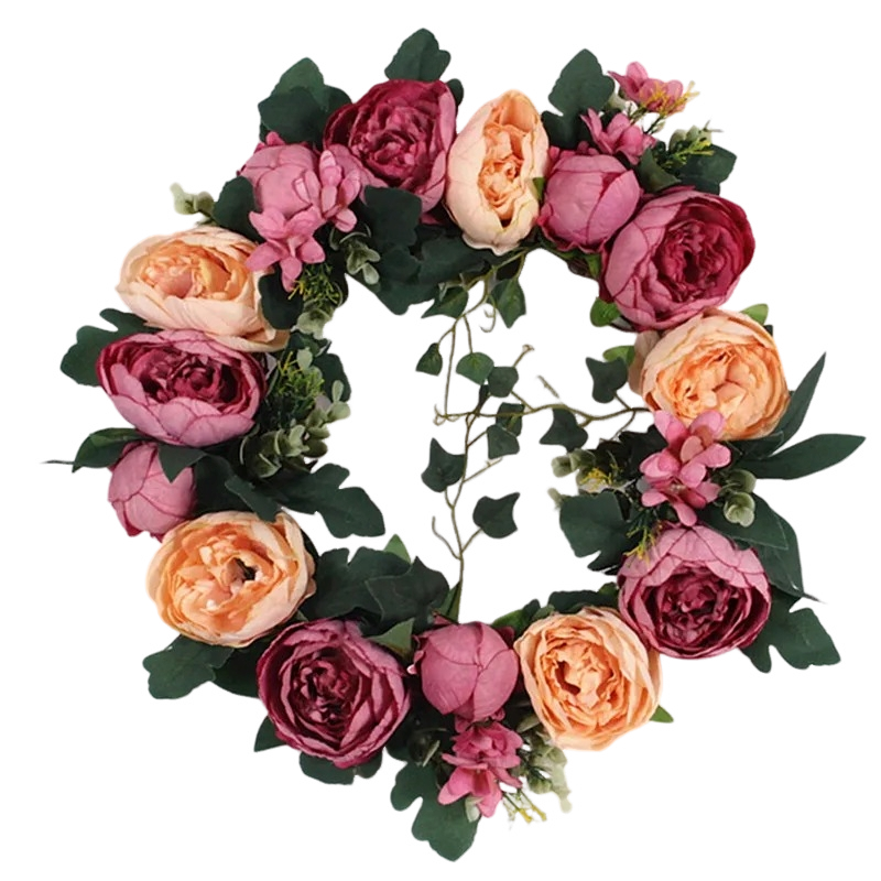 Couronne de Fleurs Pour Fête - Rose et Pivoine