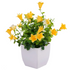 Plante artificielle en pot - Fleurs jaunes et feuillage vert - 19 cm