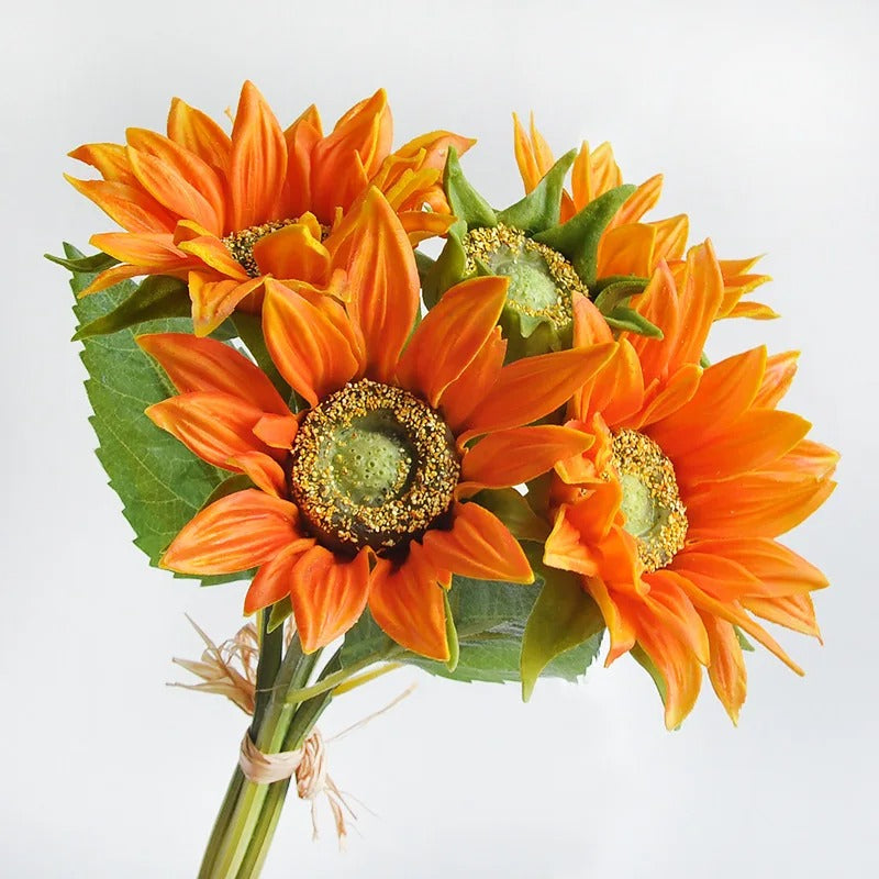 Bouquet de Tournesols Artificiels Orange – Lot de 5