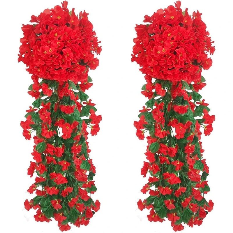 Guirlandes de Fleurs Artificielles Suspendues - Rouge