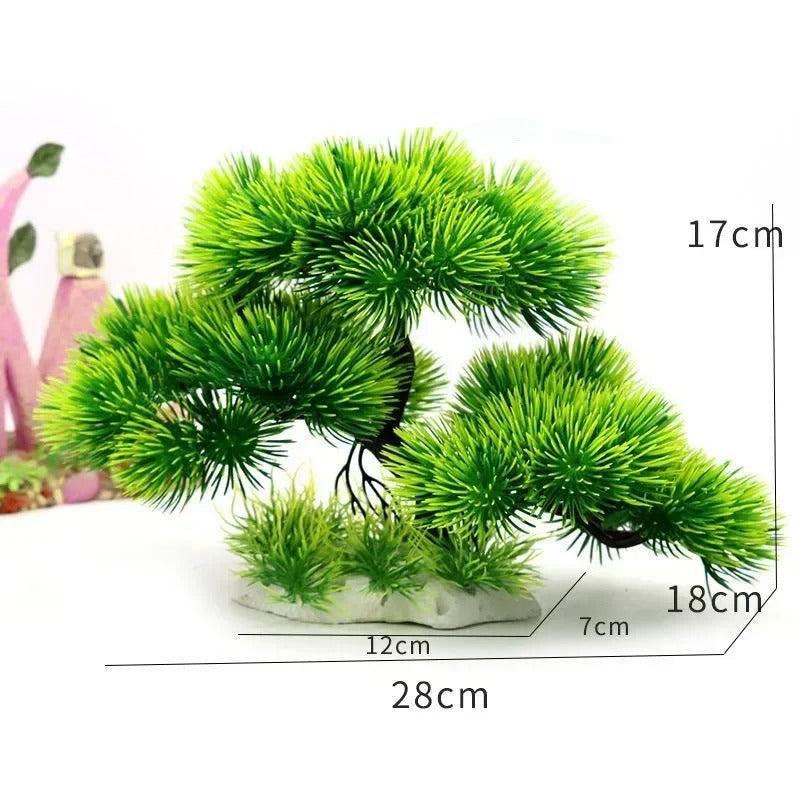 Arbre Artificiel Vert pour Aquarium - 28 cm