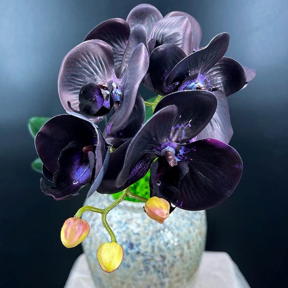 Orchidée Artificielle Haut de Gamme - 70 cm Noir et Violet