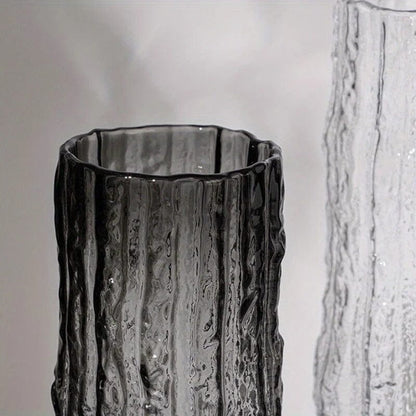 Vase à Fleurs en Verre Texturé - 25 cm