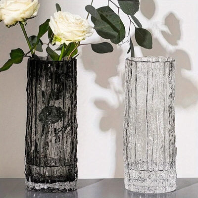 Vase à Fleurs en Verre Texturé - 25 cm