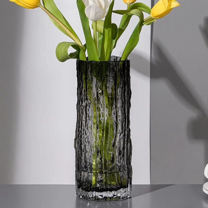 Vase à Fleurs en Verre Texturé - 25 cm